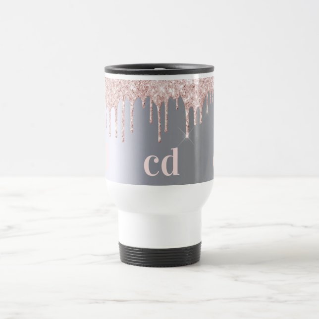 Mug De Voyage Parties scintillant en or rose argent  gouttes mon (Centre)