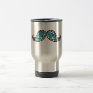 MUG DE VOYAGE PARTIES SCINTILLANTES BLEUES DRÔLES DE MOUSTACHE