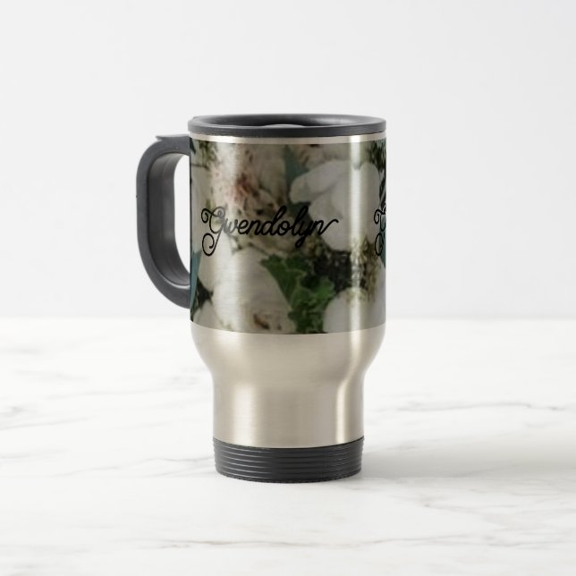 Mug De Voyage Paruline avec poignée, couvercle et paille, inoxyd (Devant gauche)