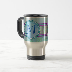 Mug De Voyage Pastel Blue Floral Monogramme