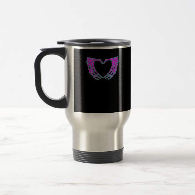 Mug De Voyage Pastel Goth Vêtements, Skeleton Mains de coeur (Gauche)