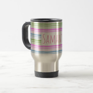 Mug De Voyage Pastel Wavy rayé moderne personnalisé