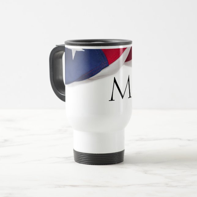 Mug De Voyage Patriotic American Flag Monogrammed Initial (Devant gauche)