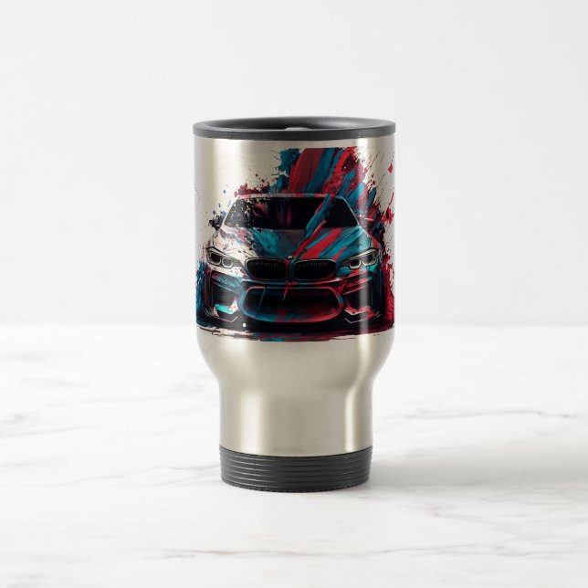 Mug De Voyage Patriotique Peinture Splatter BMW (Centre)