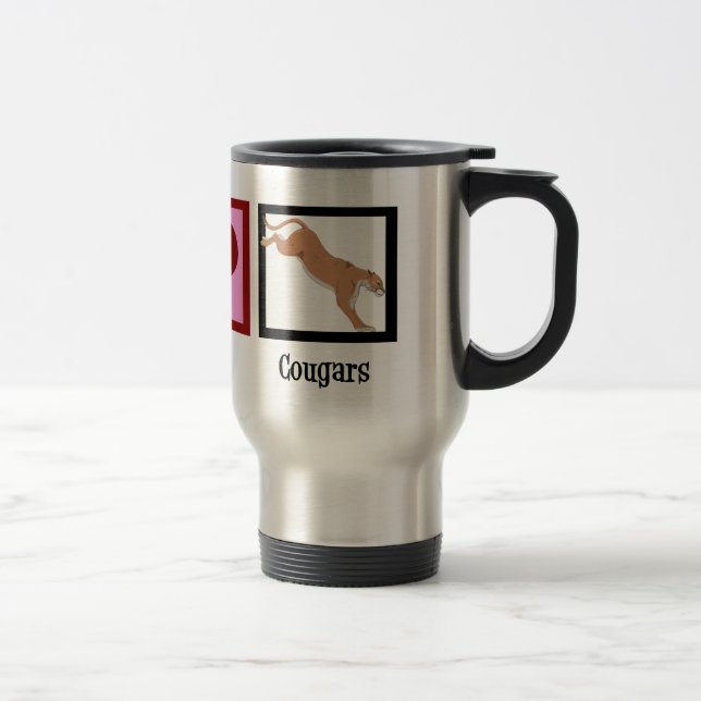 Mug De Voyage Peace Love Cougars (Droit)