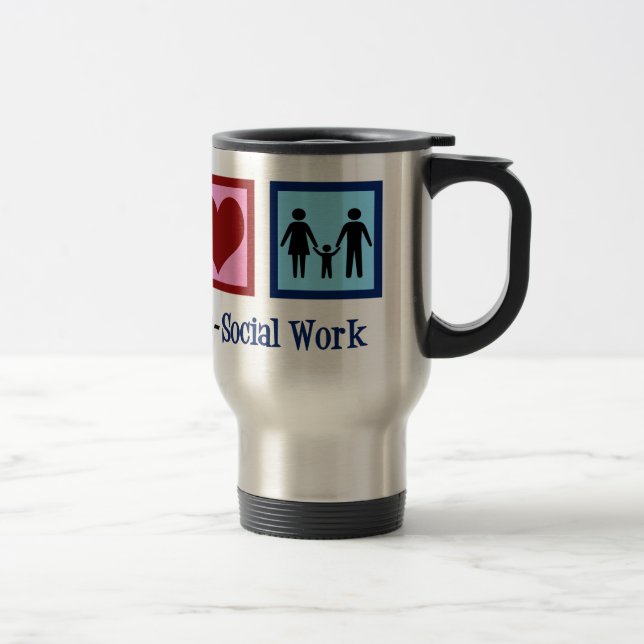 Mug De Voyage Peace Love Travail social (Droit)
