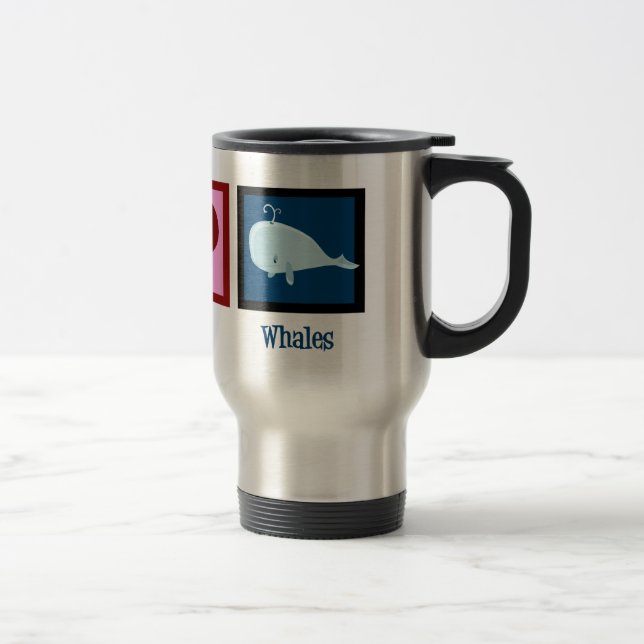Mug De Voyage Peace Love Whales (Droit)