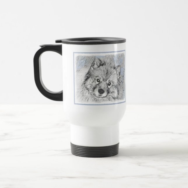 Mug De Voyage Peinture de Keeshond Beth - Cute Original Dog Art (Gauche)