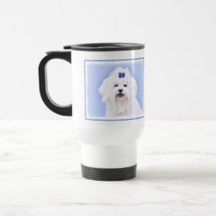 Mug De Voyage Peinture maltaise - Joli art original pour chien