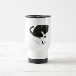 Mug De Voyage Peinture noire et blanche de chat