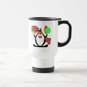 Mug De Voyage Penguin I'm 4 Anniversaire T-shirts et cadeaux