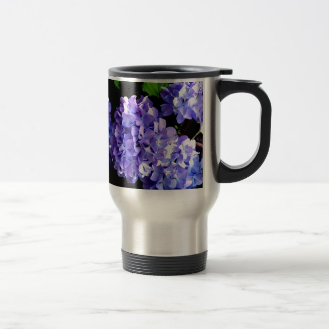 Mug De Voyage Périwinkel hydrangeas violet bleu fleur floral (Droit)