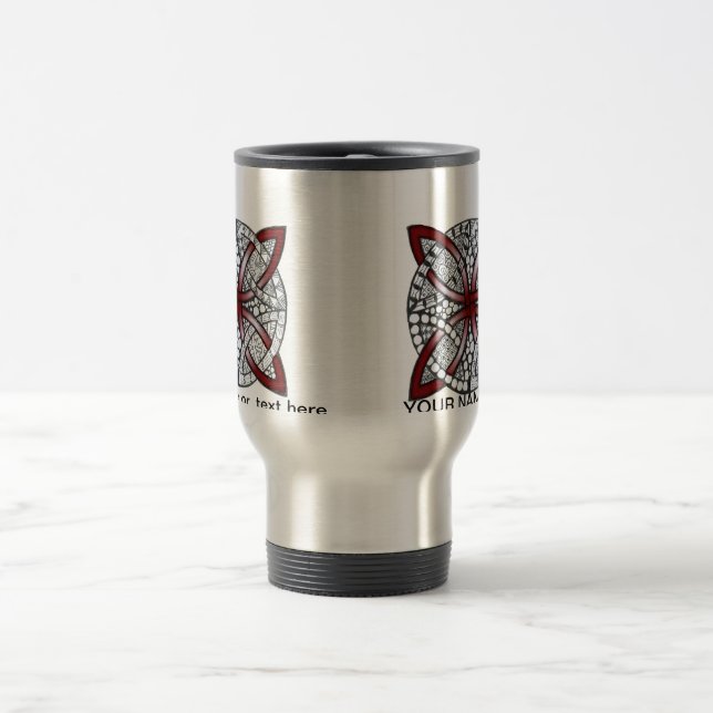 Mug De Voyage Personnalisable Céltic Knot Doodle Maroon Red (Centre)