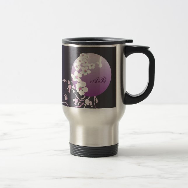 Mug De Voyage Personnalisable : Colibri et fleur sur le pourpre (Droit)