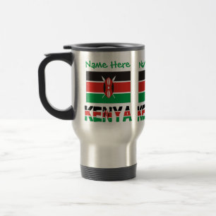 Mug De Voyage Personnalisation verte du Kenya et du drapeau keny