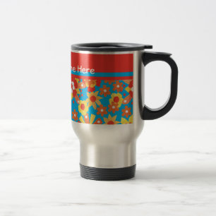 Mug de voyage personnalisé avec des fleurs orange