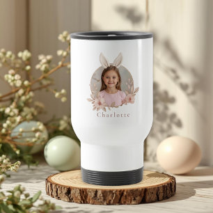 Mug de voyage personnalisé avec photo de lapin de 