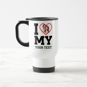 Mug De Voyage Personnalisé J'aime mon texte de photo de famille