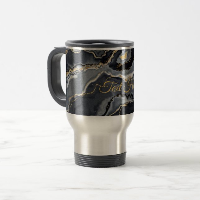 Mug de voyage personnalisé marbré classique (Devant gauche)
