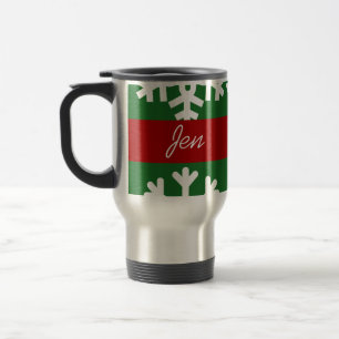 Mug De Voyage Personnaliser Green Snowflake Voyage Café Mug