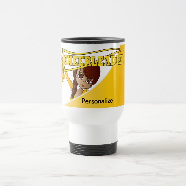 Mug De Voyage Personnaliser le Pom-pom girl jaune (Centre)
