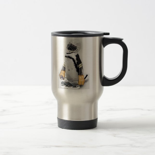 Mug De Voyage Petit Penguin portant un engin de hockey (Droit)