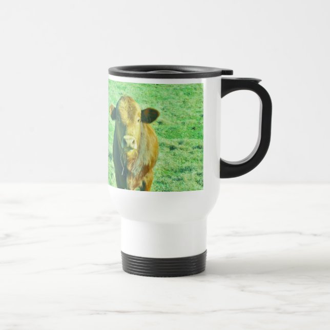 Mug De Voyage Petite vache Brown en vert pastel (Droite)