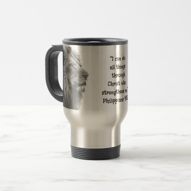 Mug De Voyage Phil 4:13 Inspirationnel Bible Scripture Motivatio (Devant gauche)
