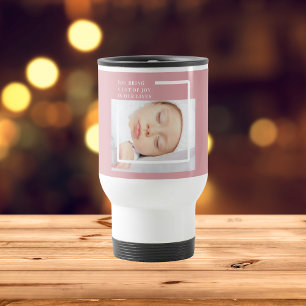 Mug De Voyage Photo Bébé Fancy Cute   Rose et blanc   Devis