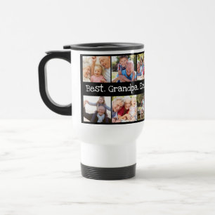 Mug De Voyage Photo Collage Meilleur grand-père jamais en noir 