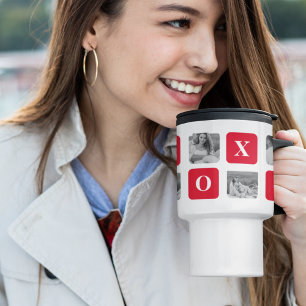 Mug De Voyage Photo Collage moderne Couple et XOXO rouge
