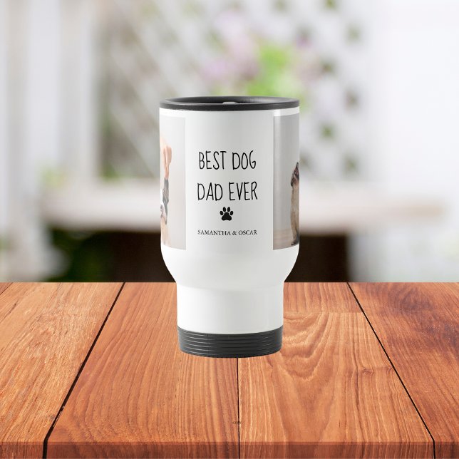 Mug De Voyage Photo Collage moderne Meilleur Papa Chien Jamais (Créateur téléchargé)