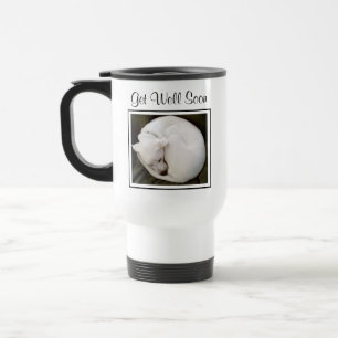 Mug De Voyage Photo de mignon chien blanc Curled Up Get Well Bie