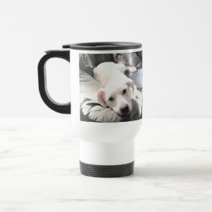 Mug De Voyage Photo d'un chien blanc mou accroché à papa