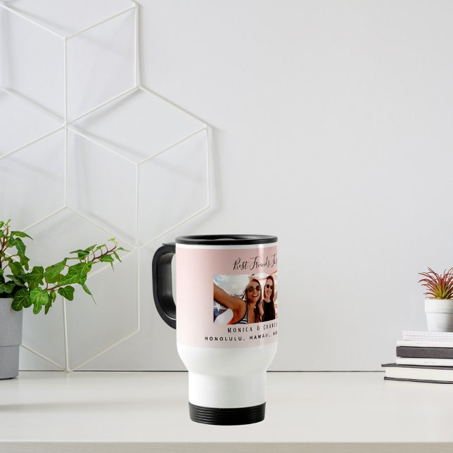 Mug De Voyage Photo meilleur amis éternellement rose pâle (Créateur téléchargé)