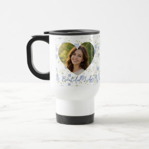 Mug De Voyage Photo personnalisé, Cœur floral, Pastels doux