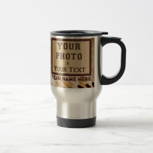 MUG DE VOYAGE PHOTO PERSONNELLE DE L'ÉQUIPE, TEXTE BASSIN DE BA