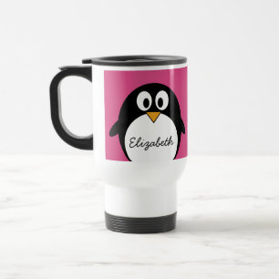 Mug De Voyage pingouin mignon de bande dessinée avec l'arrière