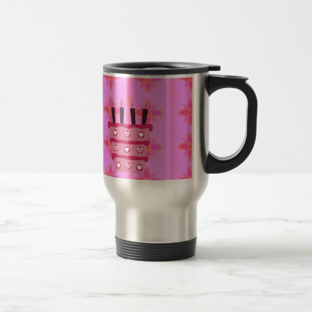 Mug De Voyage Pink Bird Cake Art Imprimer (Droit)