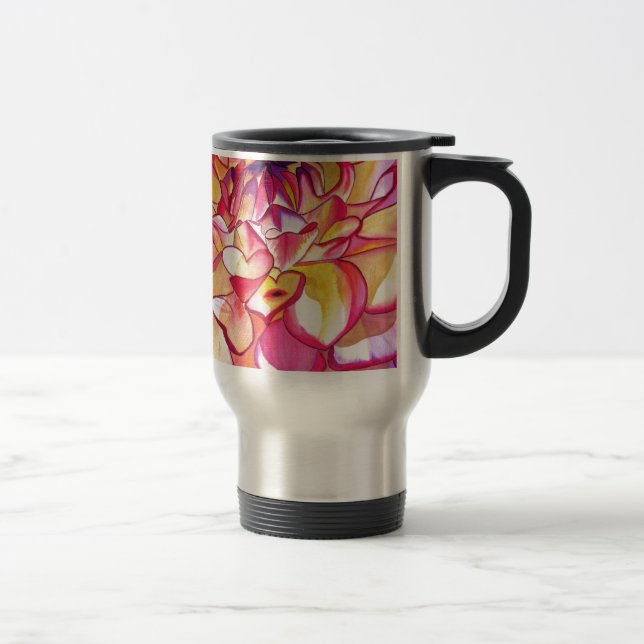 Mug De Voyage Pink Dahlia fleurs aquarelle art (Droit)