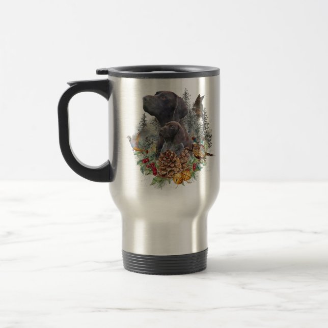 Mug De Voyage Pointeur à poils courts allemand en hiver (Gauche)