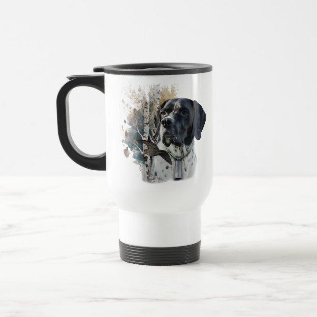 Mug De Voyage Pointeur Anglais , Saison de Chasse à la Bécasse , (Gauche)