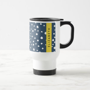 Mug De Voyage Points Dalmatiens Bleus De La Marine, Spots, Dotés