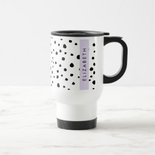 Mug De Voyage Points dalmatiens, Spots, Noir et Blanc, Votre nom