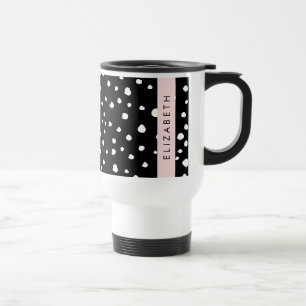 Mug De Voyage Points dalmatiens, Spots, Noir et Blanc, Votre nom