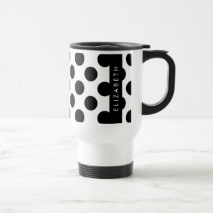 Mug De Voyage Pois noirs et blancs, pointillés, Votre nom