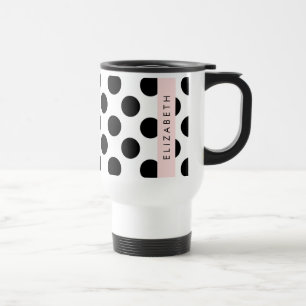 Mug De Voyage Pois noirs et blancs, pointillés, Votre nom