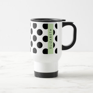 Mug De Voyage Pois noirs et blancs, pointillés, Votre nom