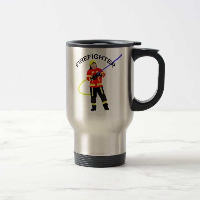 Mug De Voyage Pompier en vêtements d'engagement (Droit)