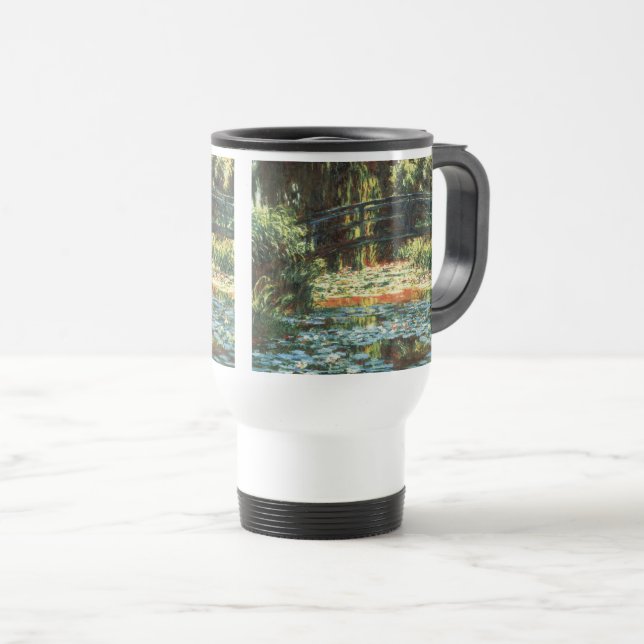 Mug De Voyage Pont au-dessus de l'étang de nénuphar par Claude (Devant droit)